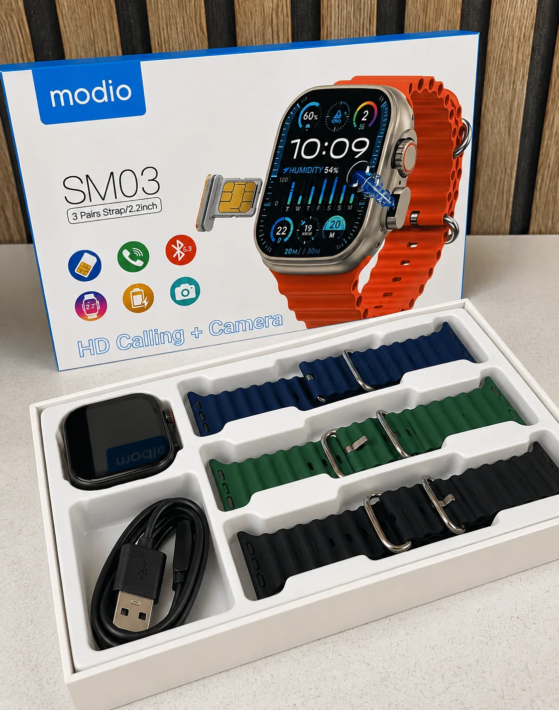 ⌚ ساعة ذكية Modio SM03 بشريحة SIM وكاميرا ومكالمات HD — Derradj Shop